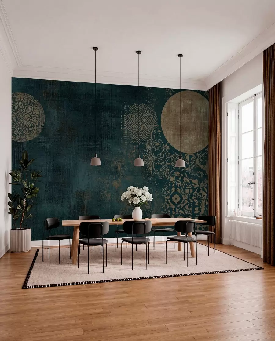 wall murals Жути кругови на тамној позадини w08628