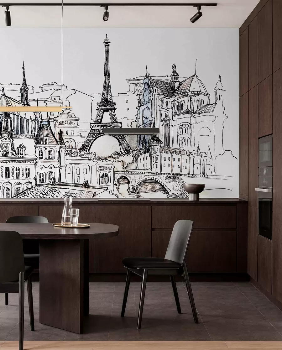 wall murals Паришки хоризонт у уметничком обрису u77704