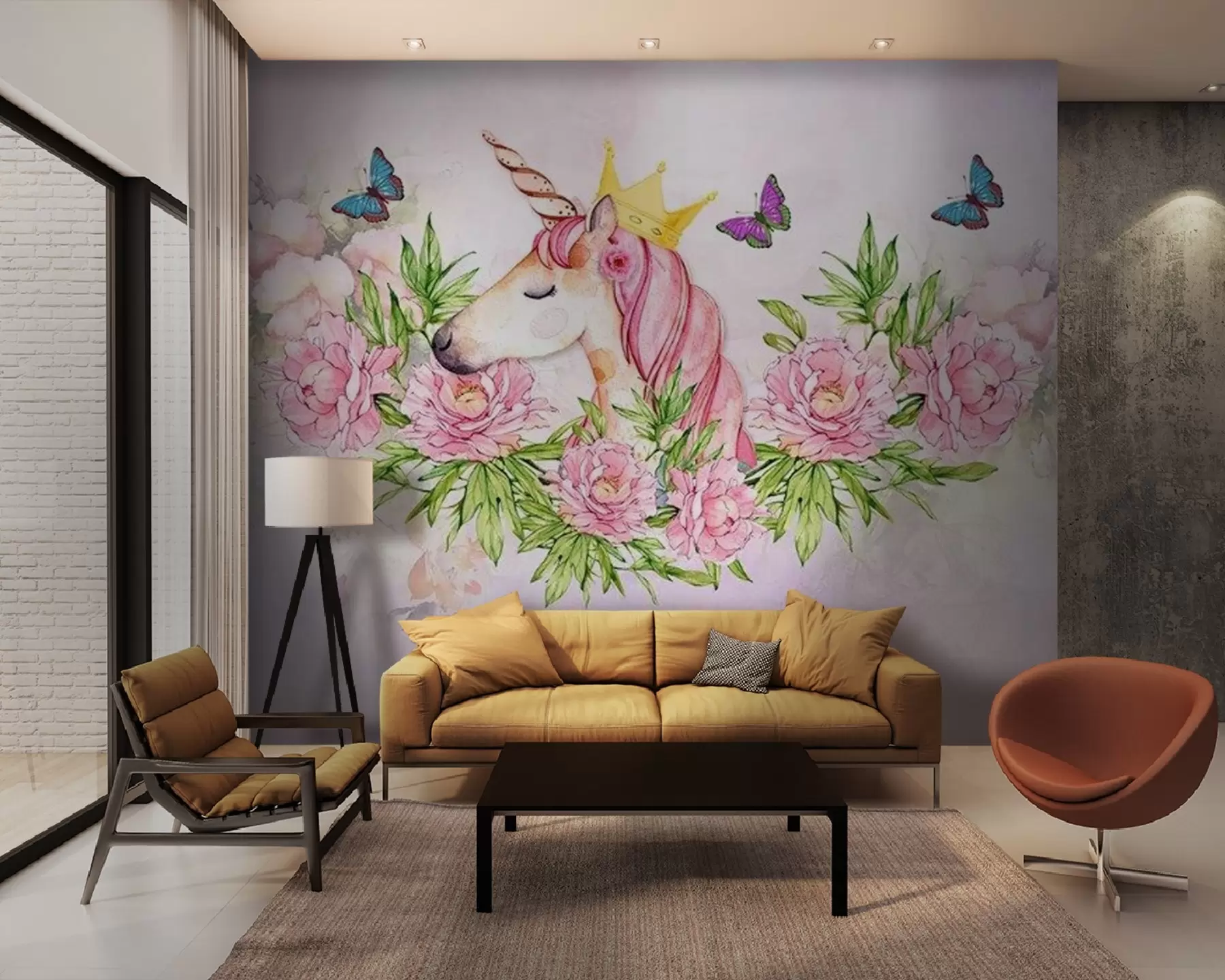 wall murals Чаробни једнорог међу расцветаним цвећем u27857