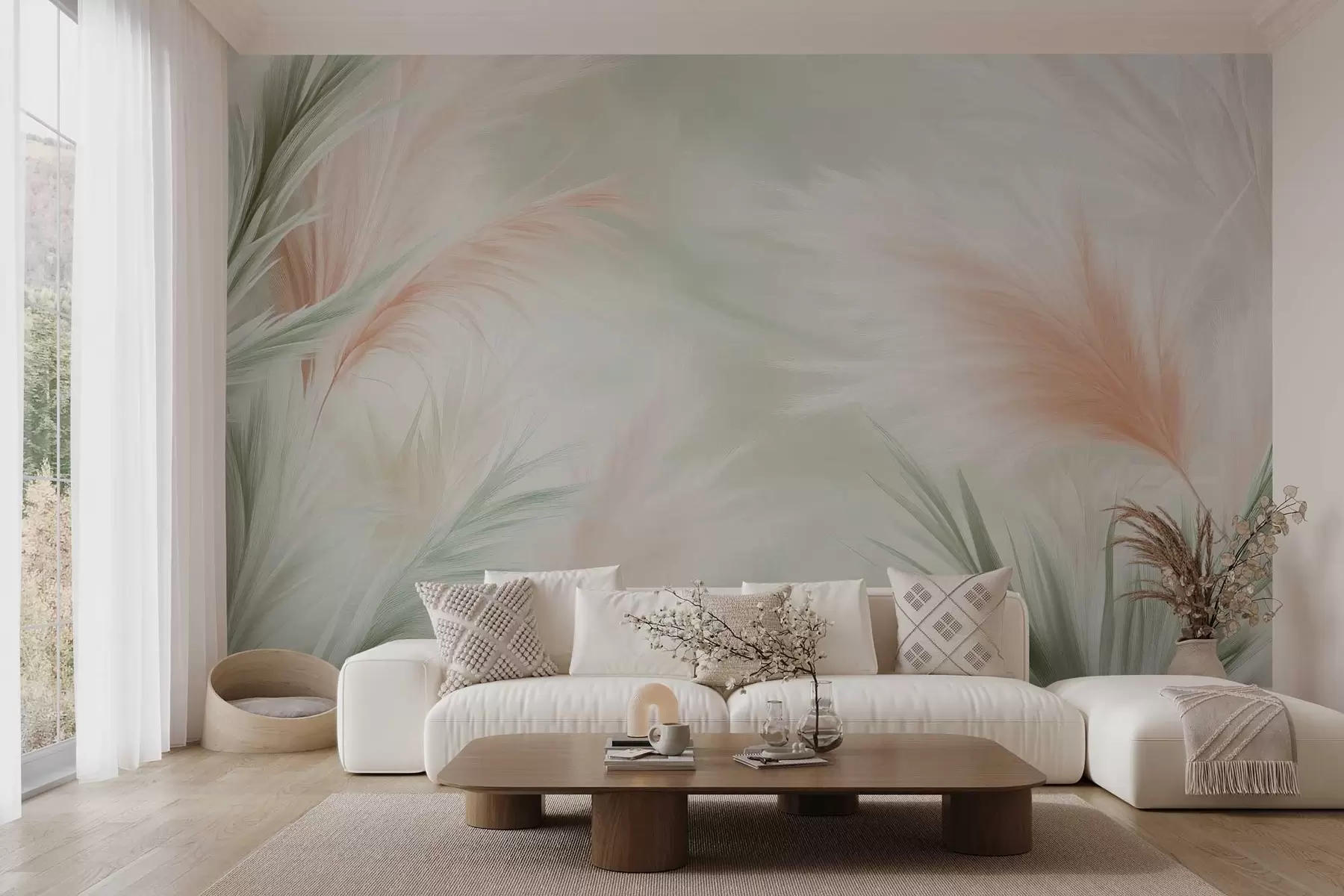 wall murals нежна пампас трава у деликатним бојама w02688