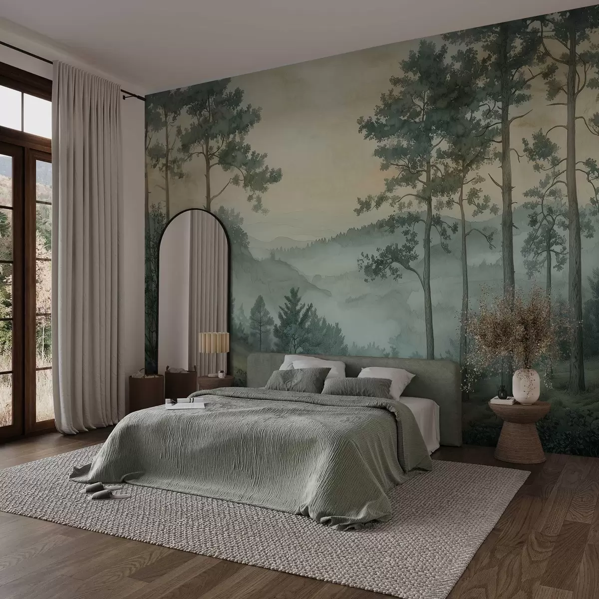 wall murals панорама шуме са брдима w02690