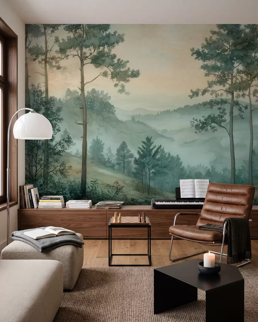 wall murals панорама шуме са брдима w02690