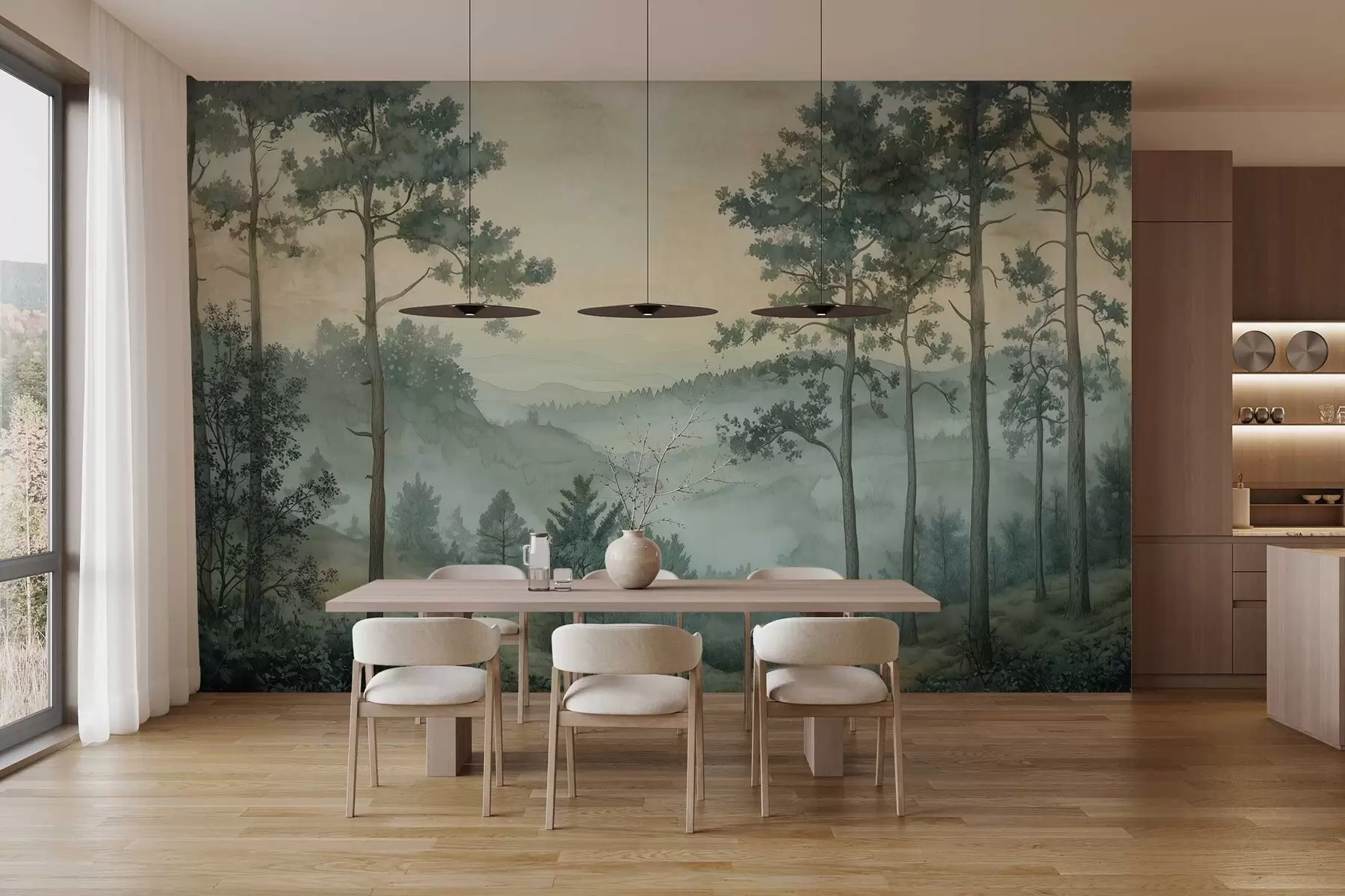 wall murals панорама шуме са брдима w02690