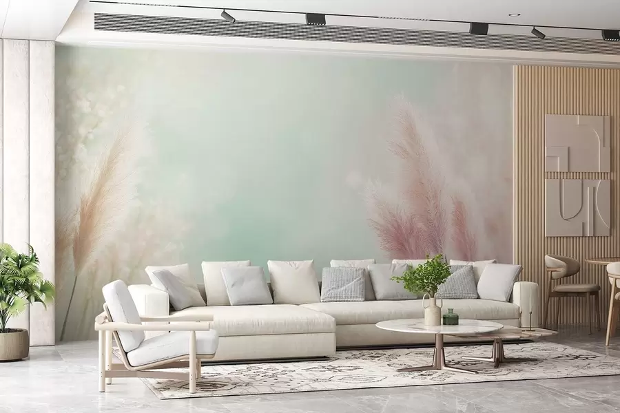 wall murals пампас трава на деликатној тиркизној позадини w02766