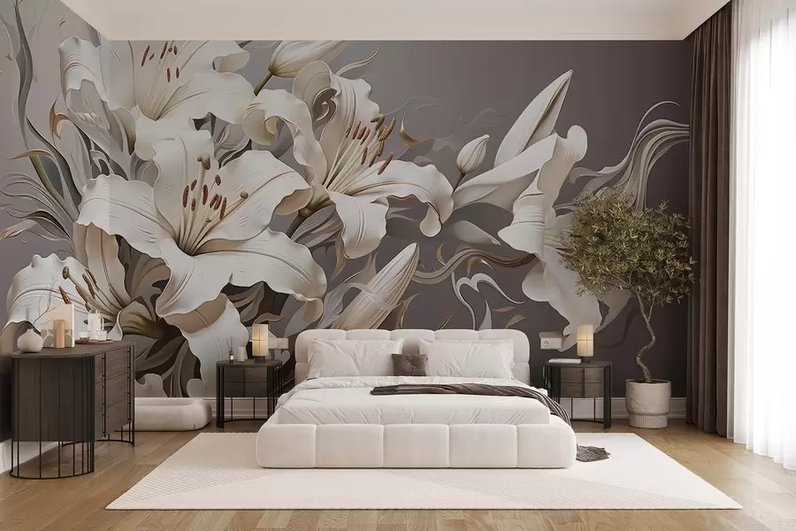 wall murals Софистицирани бели љиљани у пастелним тоновима w08633v1