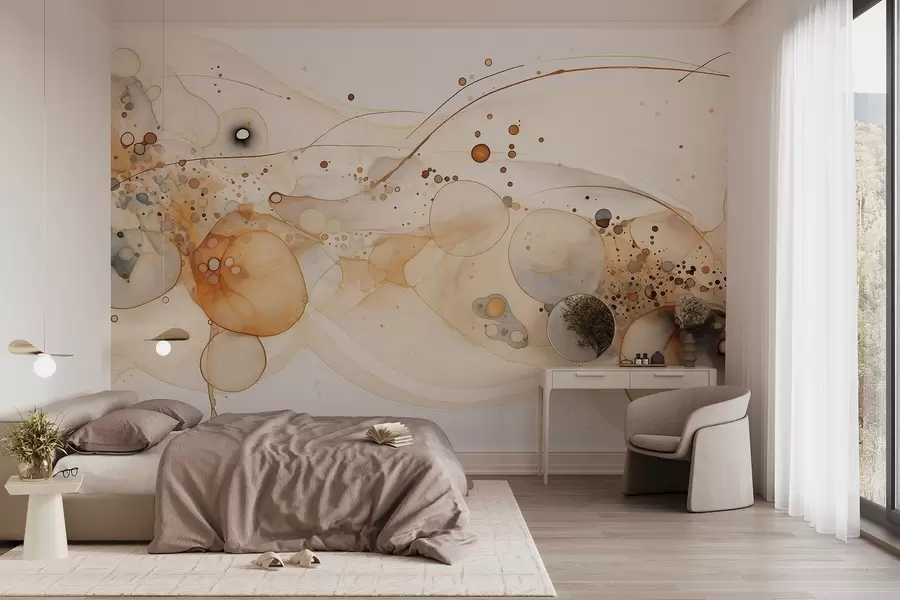 wall murals Апстрактна уметност мастила, течни стил, палета беж боја w02744