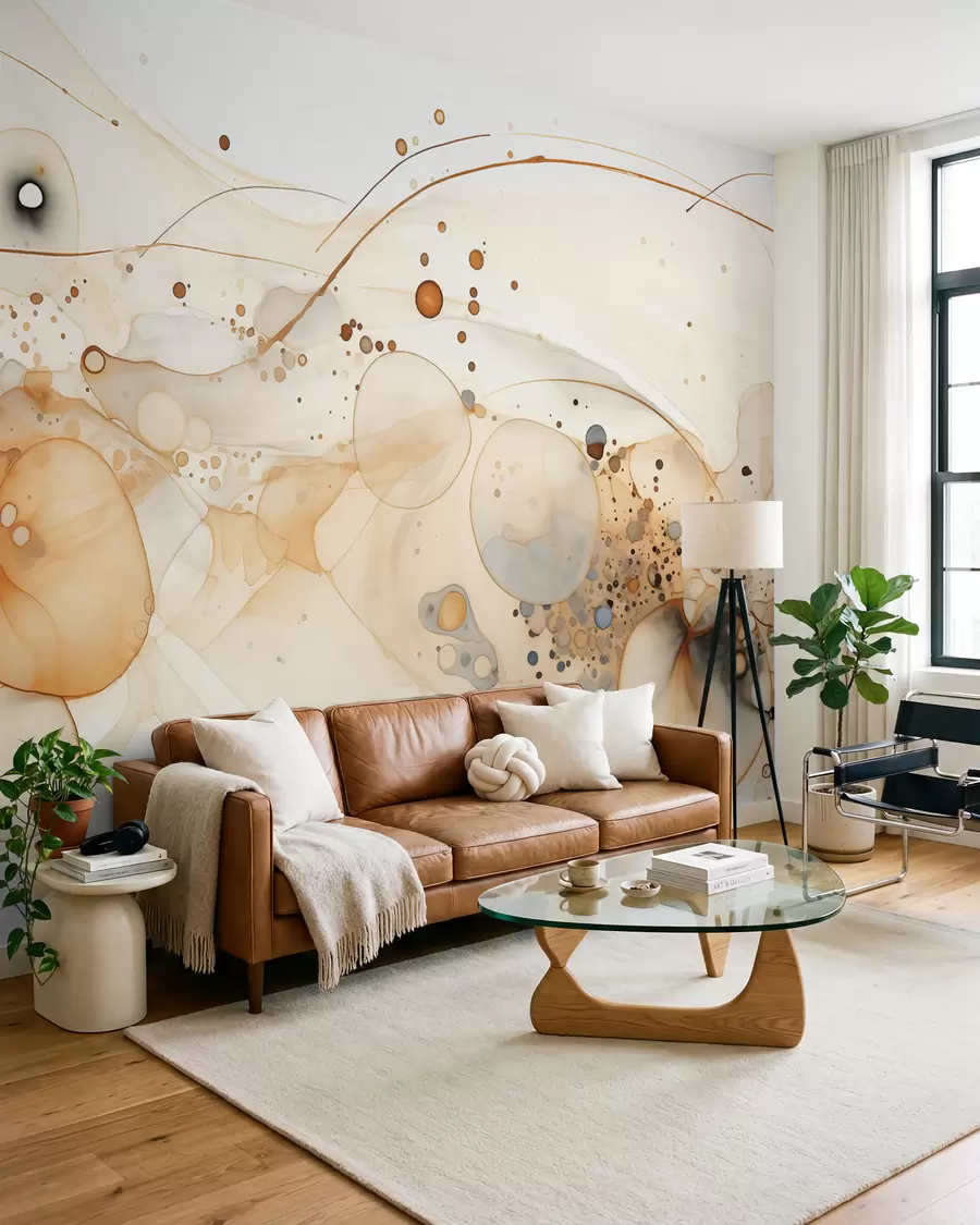 wall murals Апстрактна уметност мастила, течни стил, палета беж боја w02744