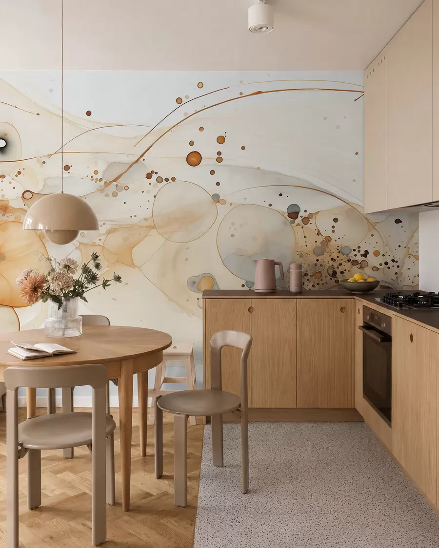 wall murals Апстрактна уметност мастила, течни стил, палета беж боја w02744