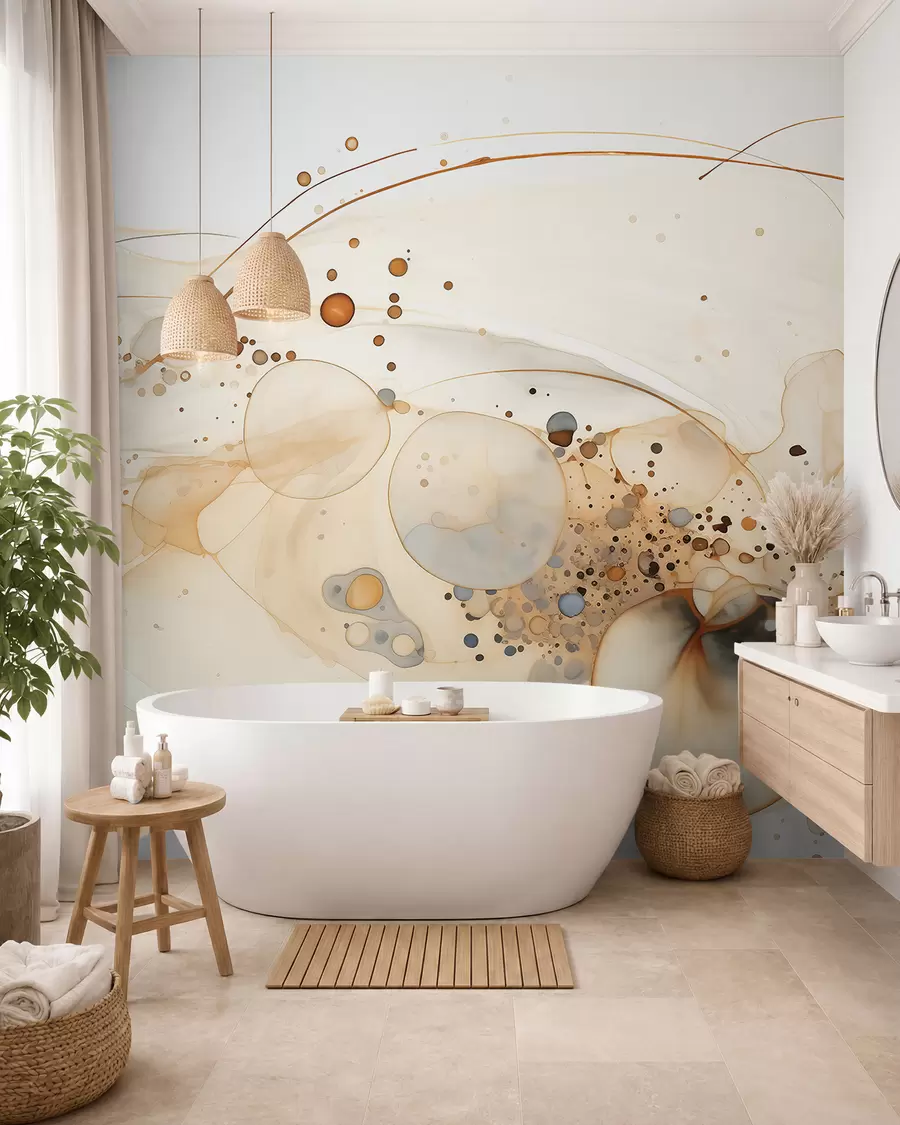 wall murals Апстрактна уметност мастила, течни стил, палета беж боја w02744