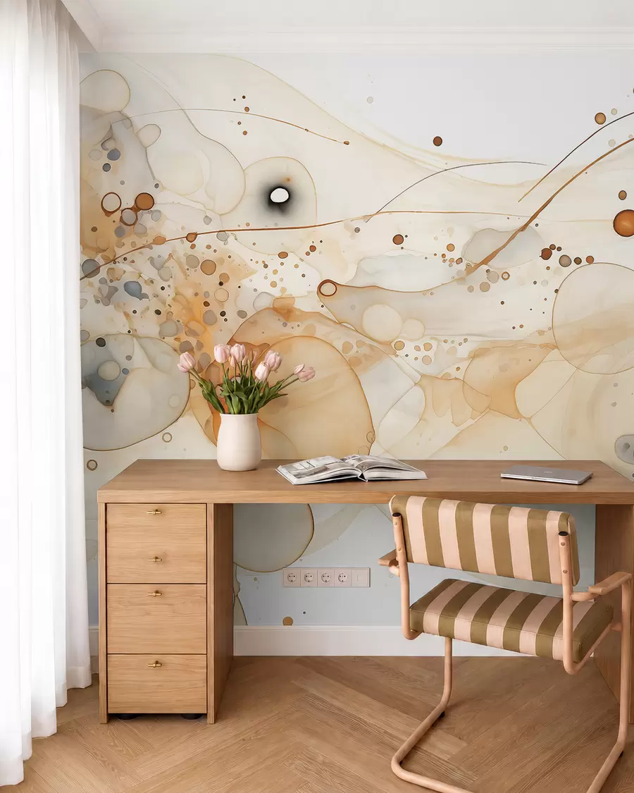 wall murals Апстрактна уметност мастила, течни стил, палета беж боја w02744