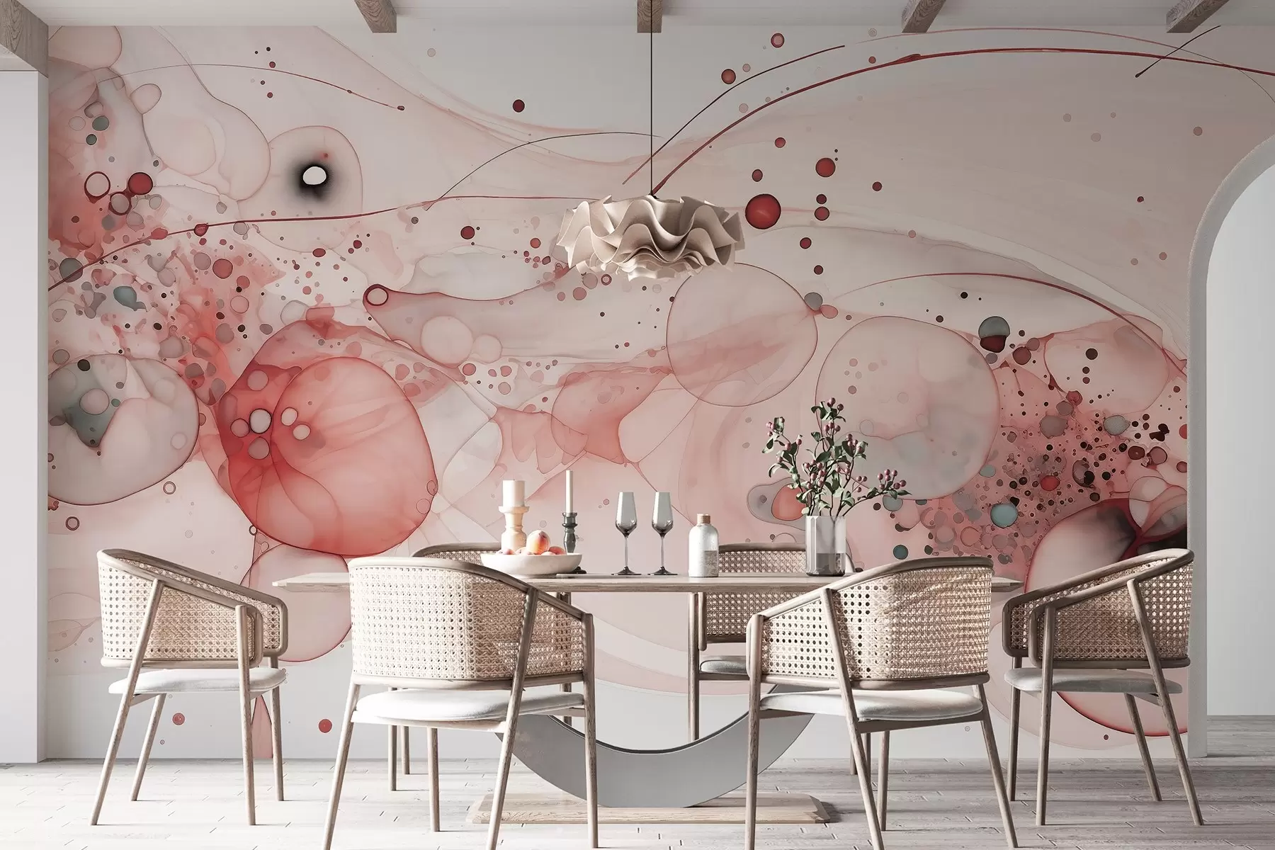 wall murals Апстрактна уметност мастила, течни стил, палета ружичастих боја w02744v1