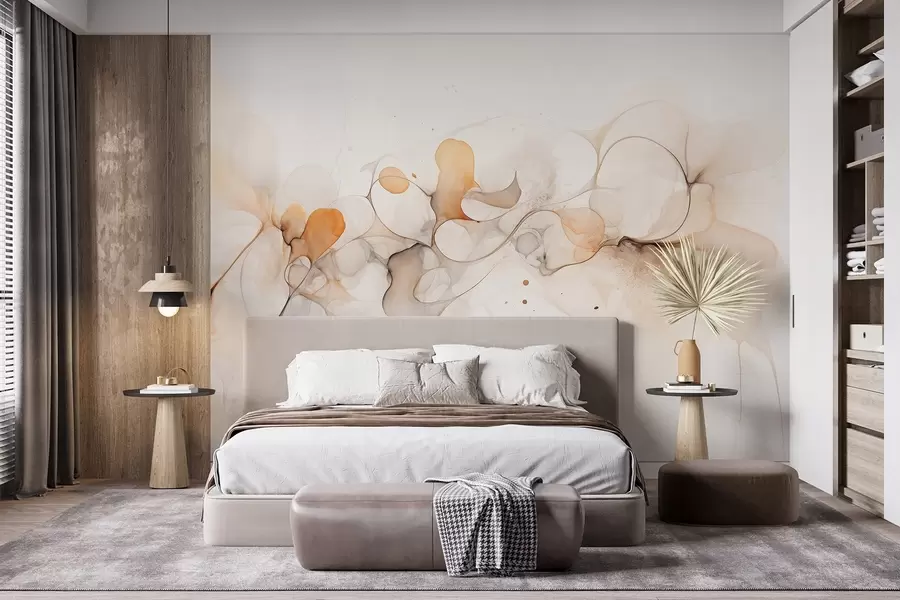 wall murals Течни уметнички стил, апстракција, нежне беж боје w02745