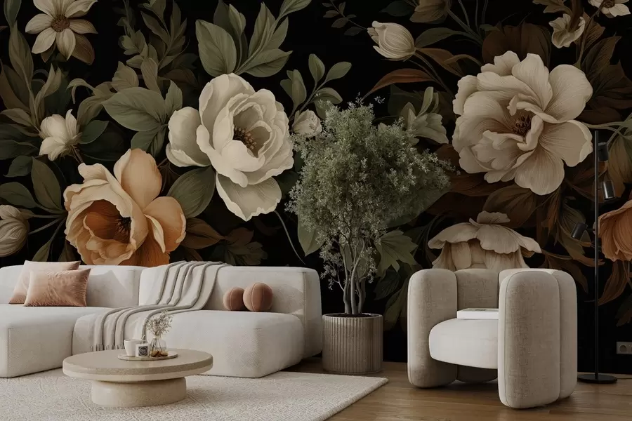 wall murals Разно цвеће на тамној позадини w02838