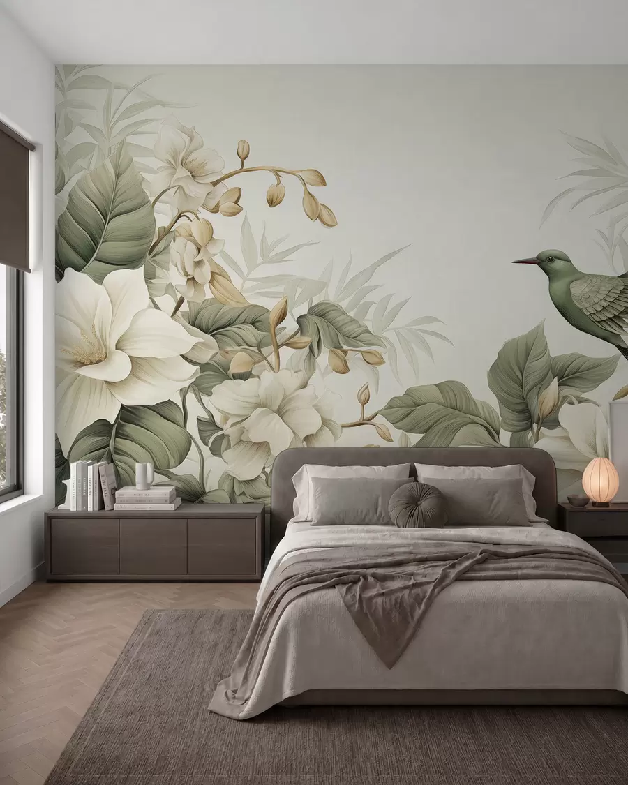 wall murals Тропски пејзаж са цвећем w02844