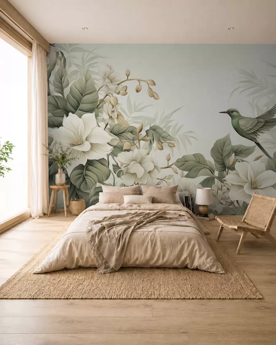 wall murals Тропски пејзаж са цвећем w02844