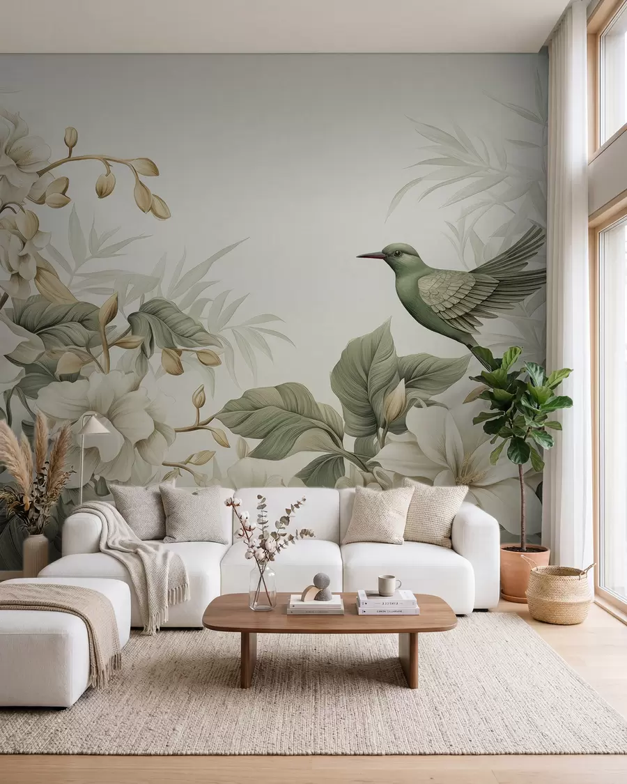 wall murals Тропски пејзаж са цвећем w02844