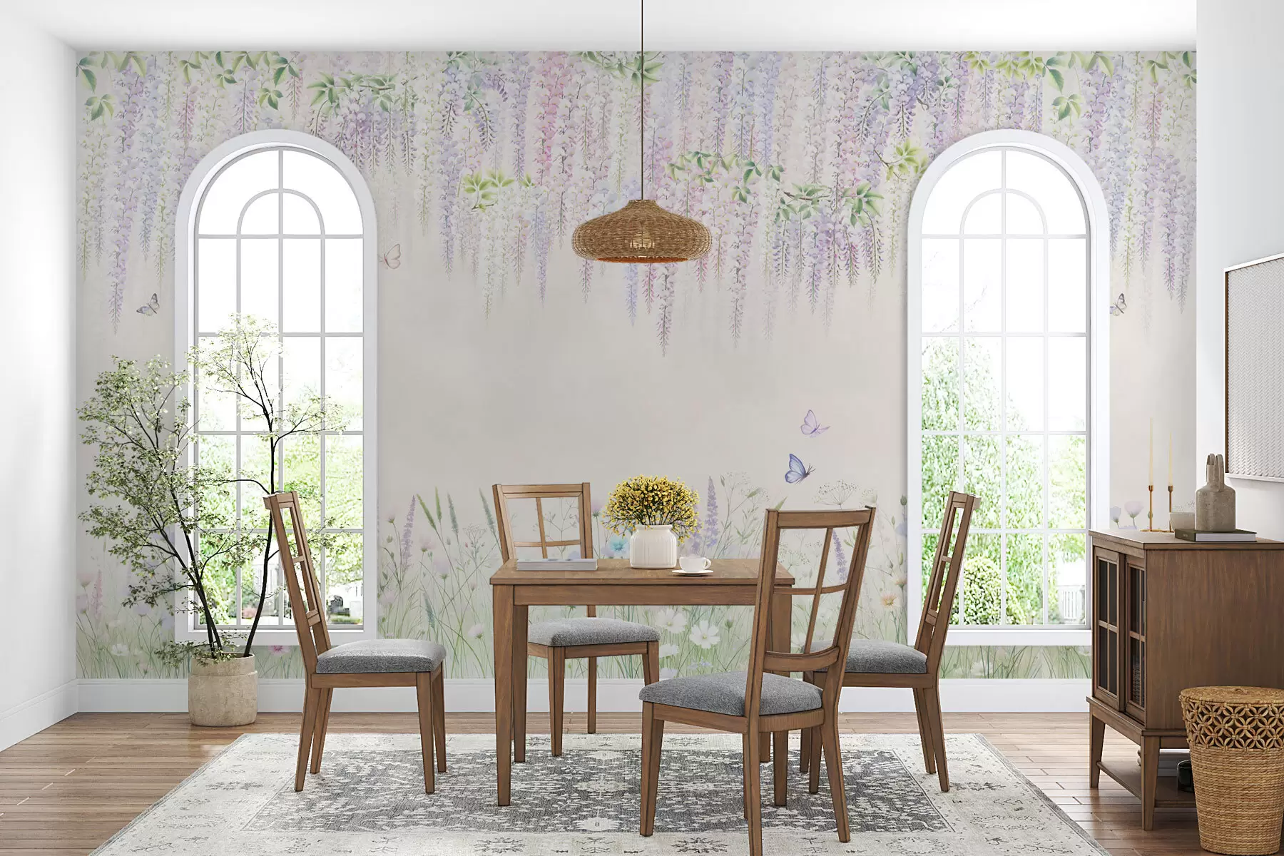 wall murals Висеће цвеће глициније w02644