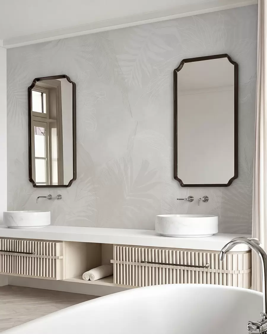 wall murals Тропско лишће са грунге ефектом у светлој боји w02737
