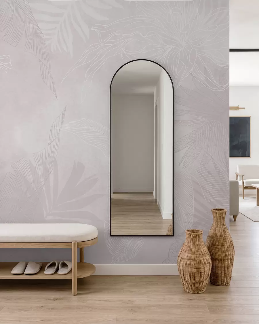wall murals Грунге ефекат тропског лишћа са ружичастом нијансом w02737v4