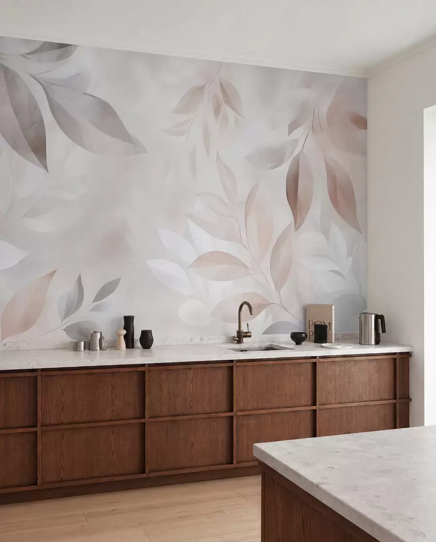 wall murals Деликатно лишће у пастелним бојама w02770