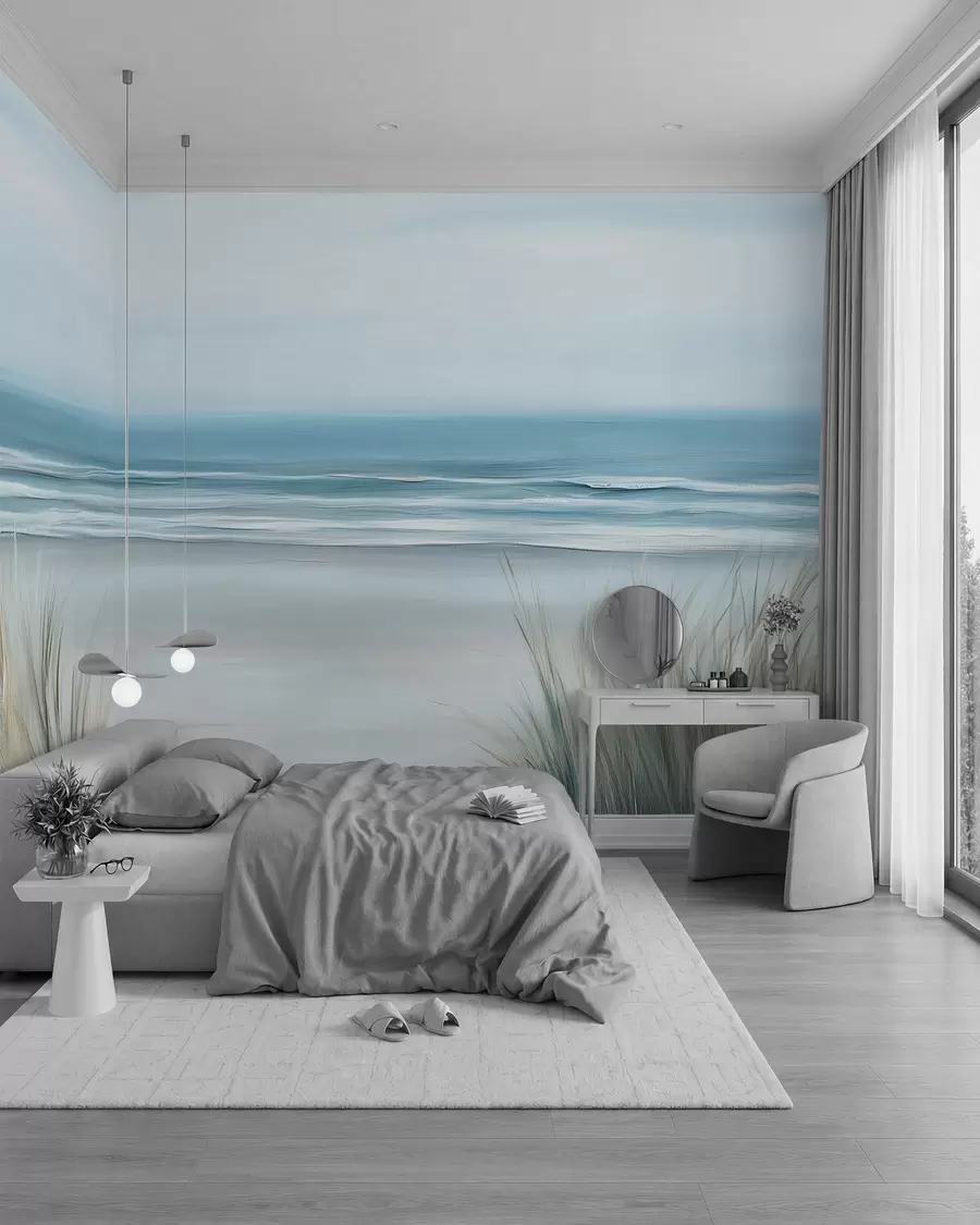 wall murals Пејзаж са дивљом плажом у стилу уљаног сликарства w02869
