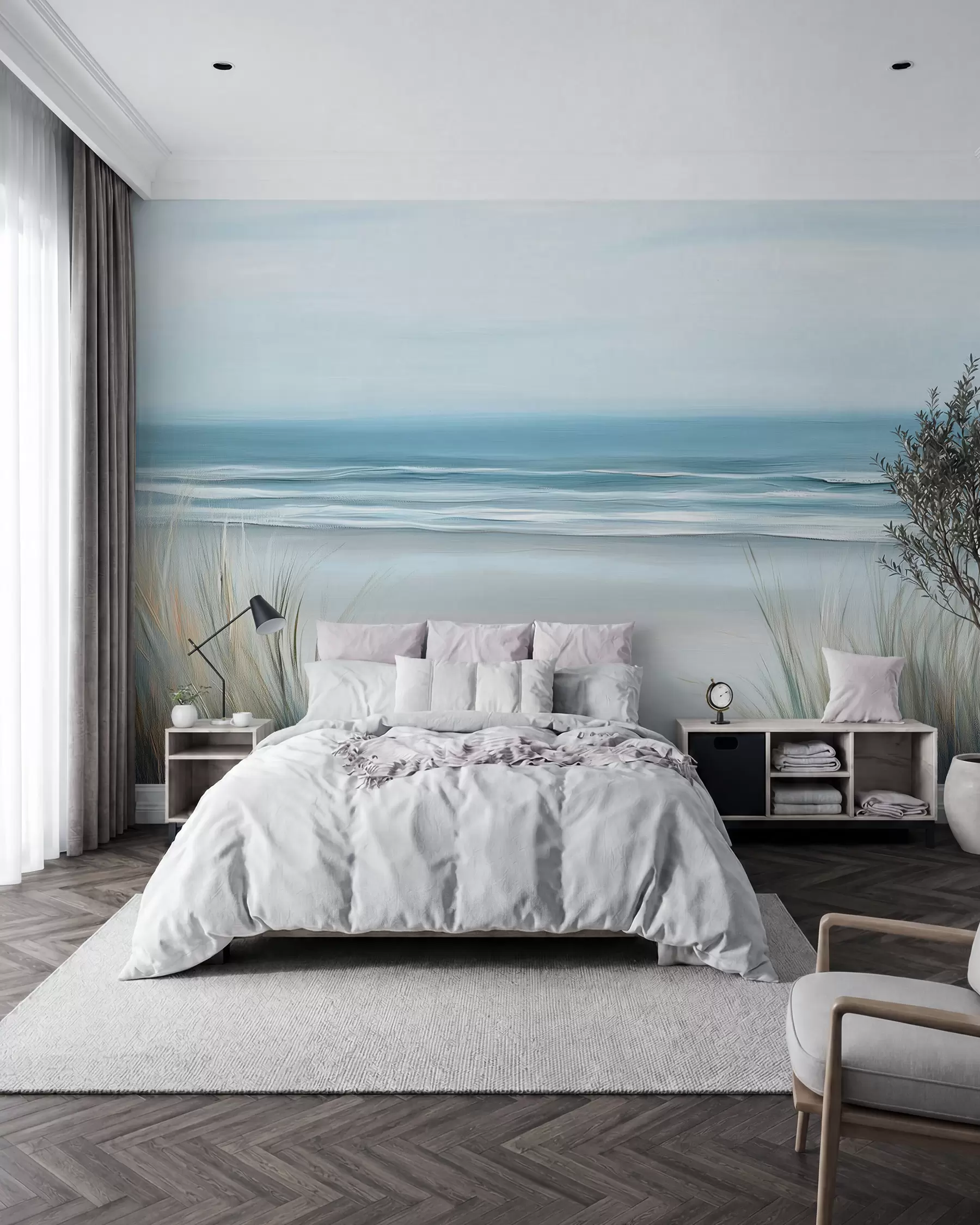 wall murals Пејзаж са дивљом плажом у стилу уљаног сликарства w02869