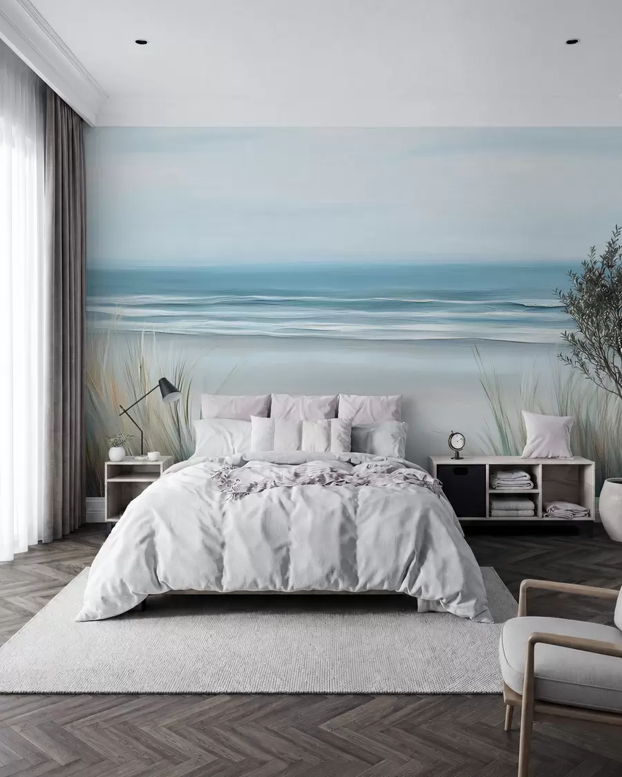 wall murals Пејзаж са дивљом плажом у стилу уљаног сликарства w02869