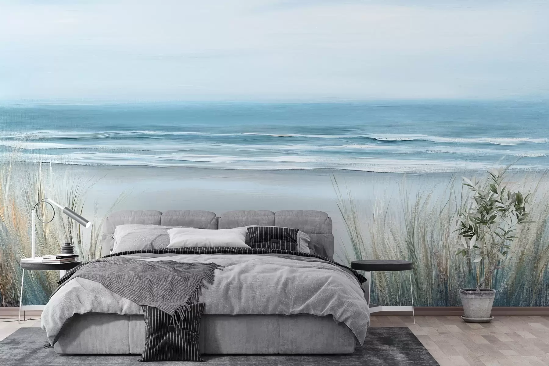 wall murals Пејзаж са дивљом плажом у стилу уљаног сликарства w02869
