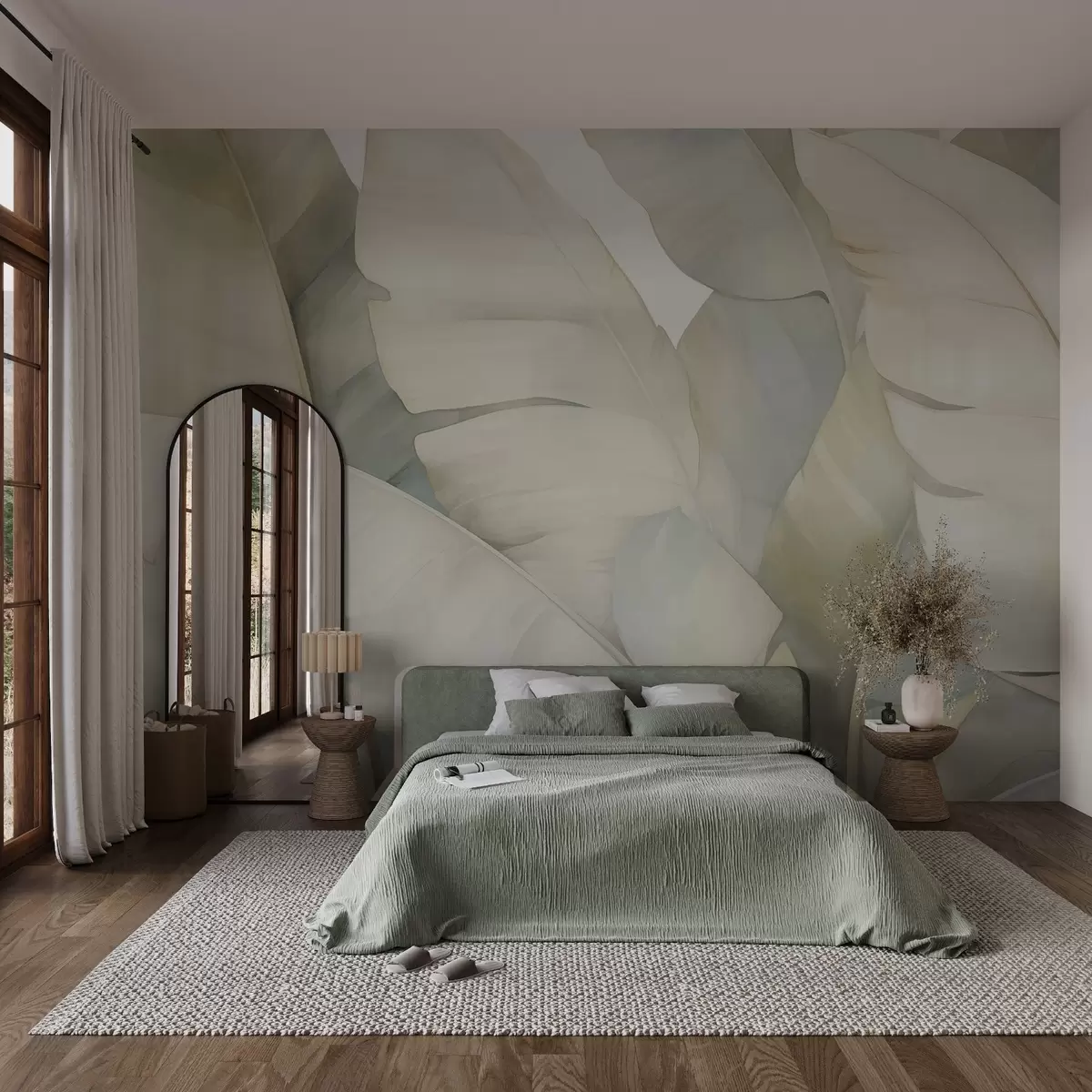 wall murals Листови банане у пастелној боји w02778