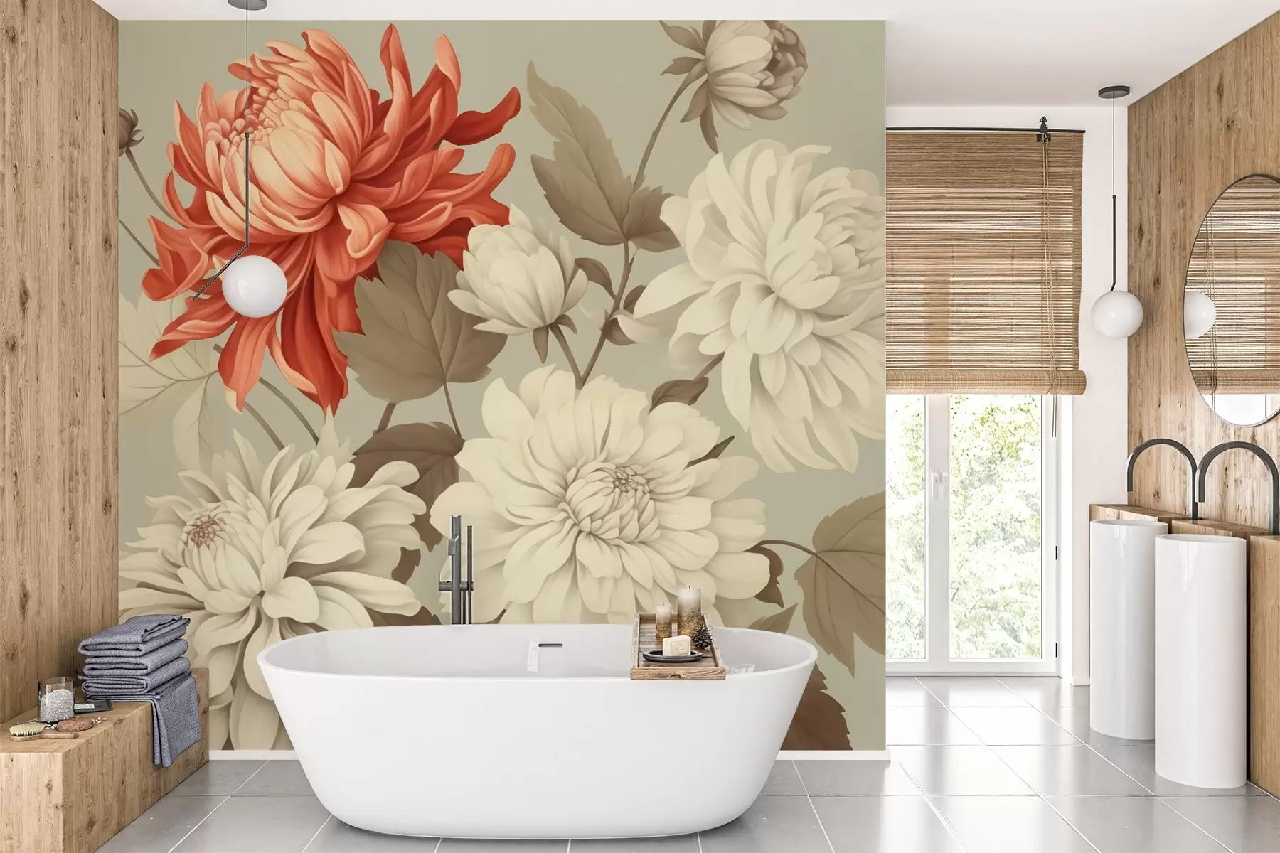 wall murals Божури у винтаге стилу w02891