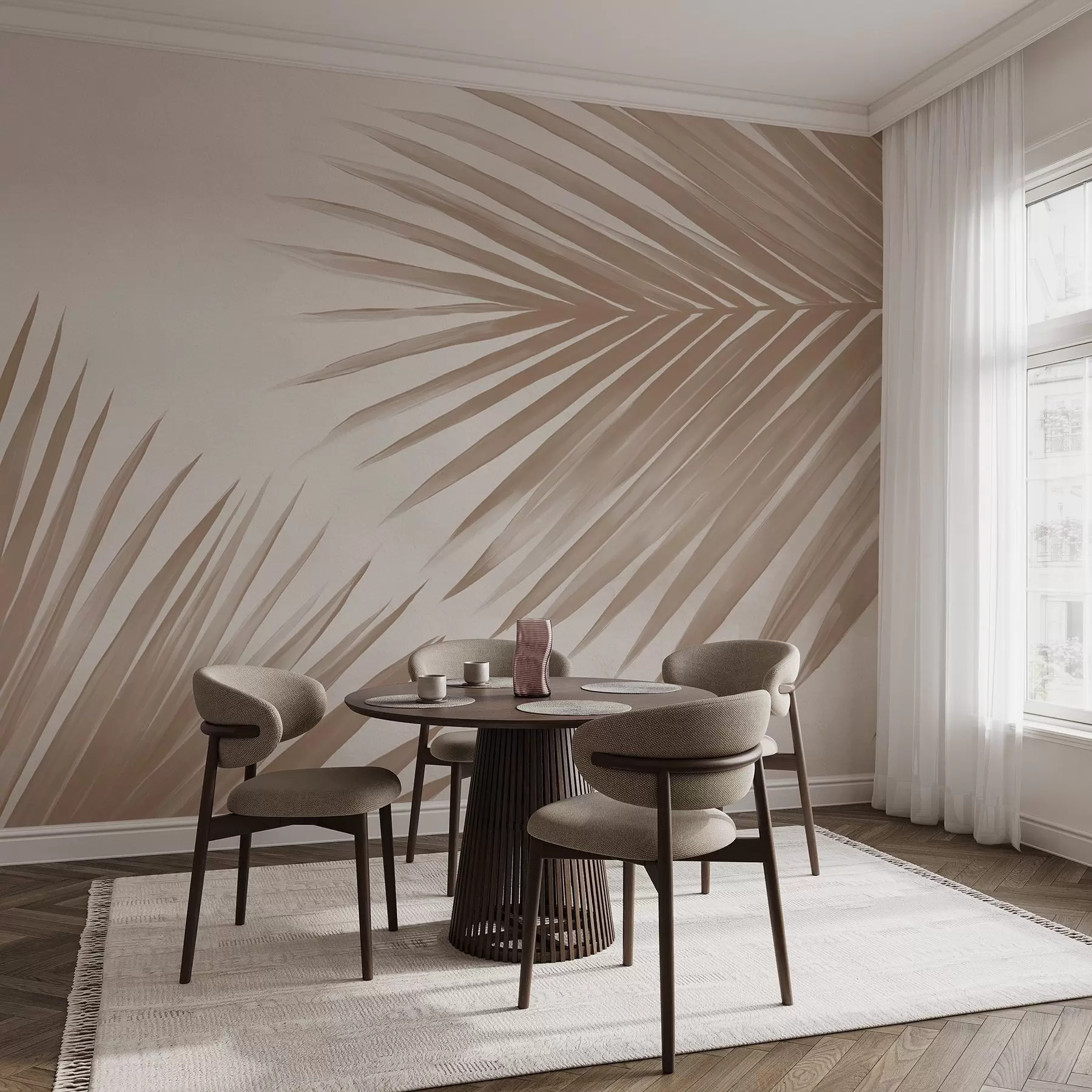 wall murals Беж апстрактни палмини листови w08653v1