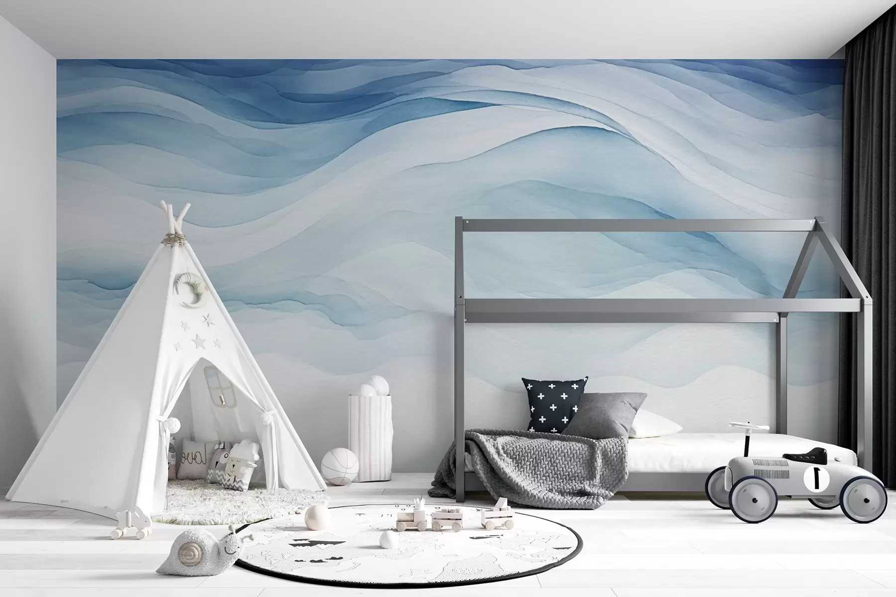 wall murals Ваздушни плави таласи, апстракција w08654