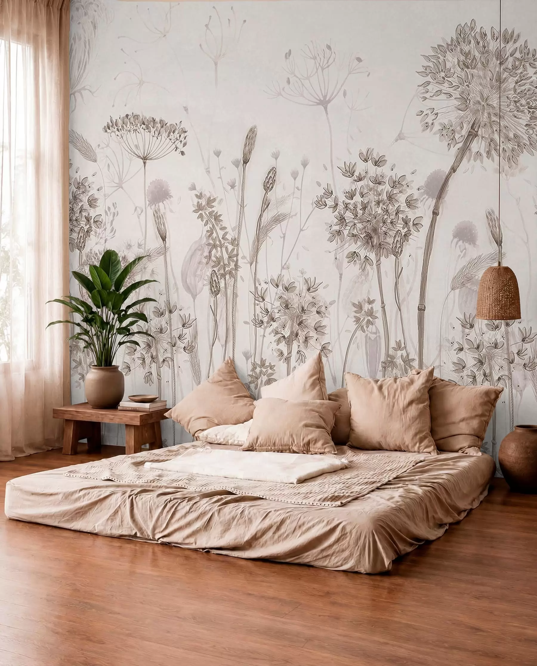 wall murals Ваздушни маслачак и дивље цвеће у акварел стилу w08637