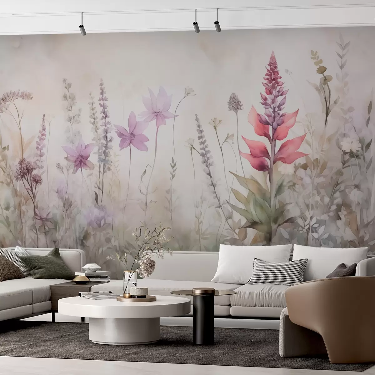 wall murals Цвеће и биље у акварелу замагљеном стилу w02921