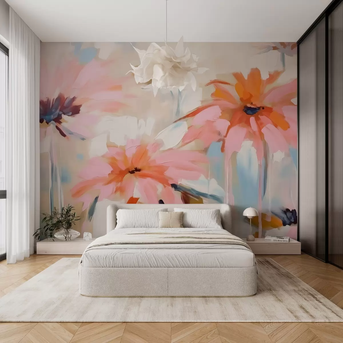 wall murals Сликање имитације апстрактног цвећа w02926