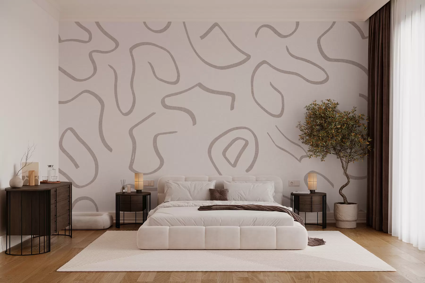 wall murals Линије и локне у нежној боји w02915v2