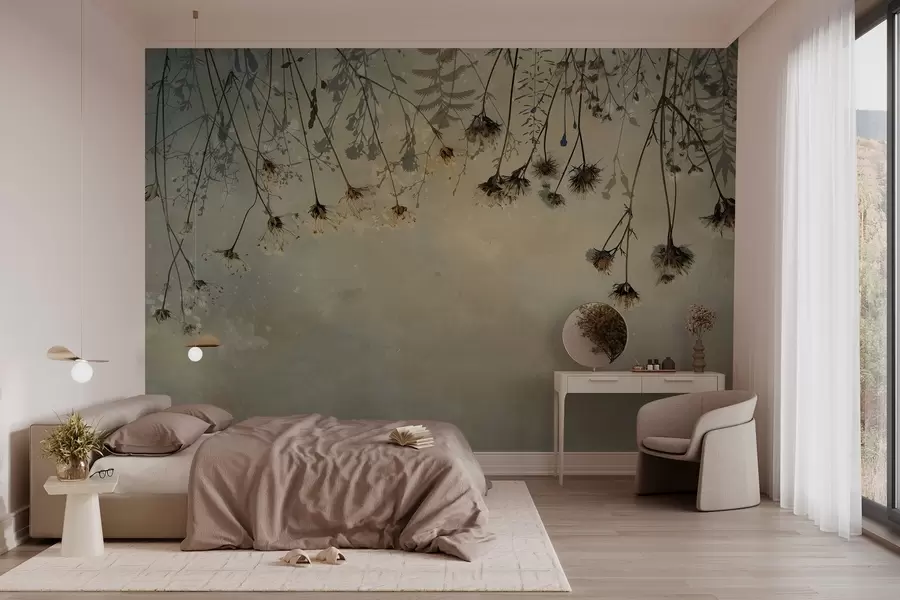 wall murals Дивље цвеће које виси одозго у топлим бојама w02877
