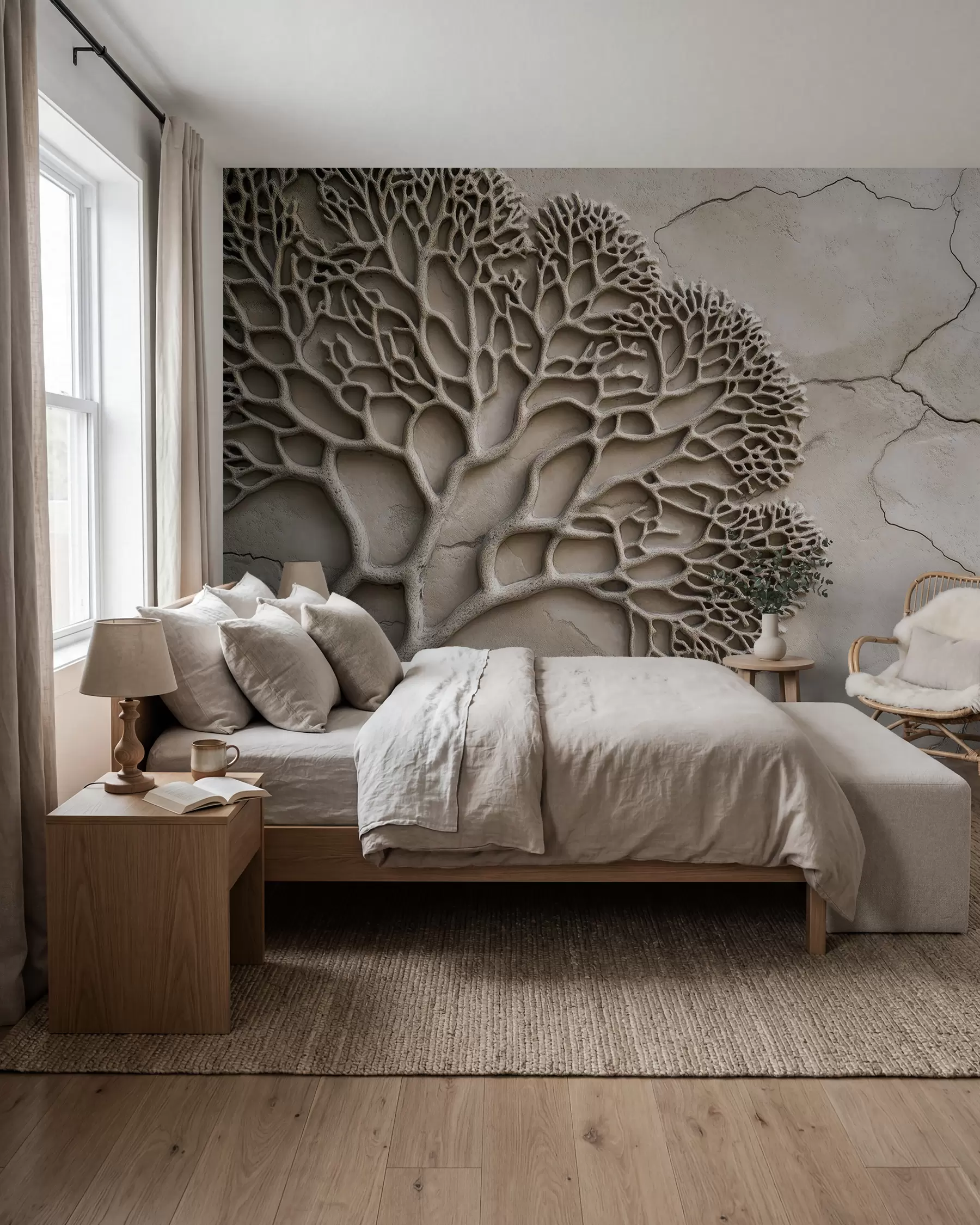 wall murals Тапете у рељефном стилу са дрветом и пукотинама w02908
