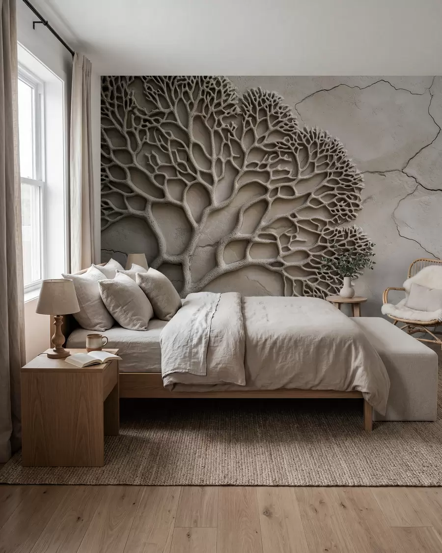 wall murals Тапете у рељефном стилу са дрветом и пукотинама w02908