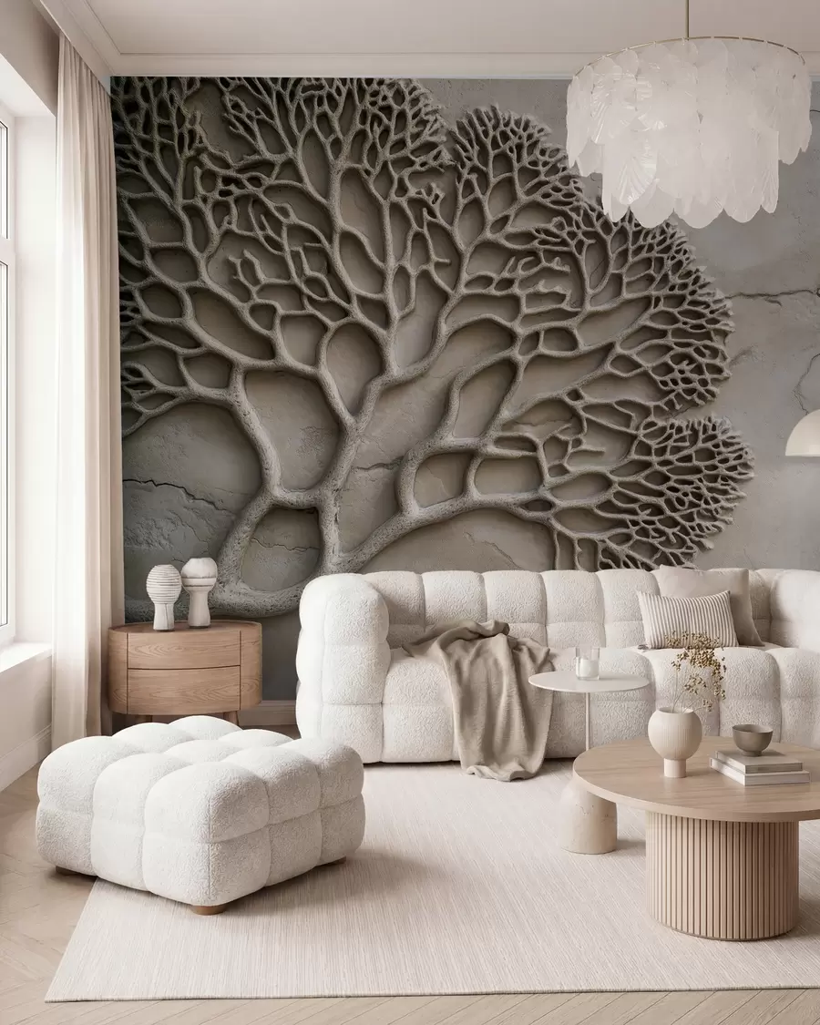wall murals Тапете у рељефном стилу са дрветом и пукотинама w02908