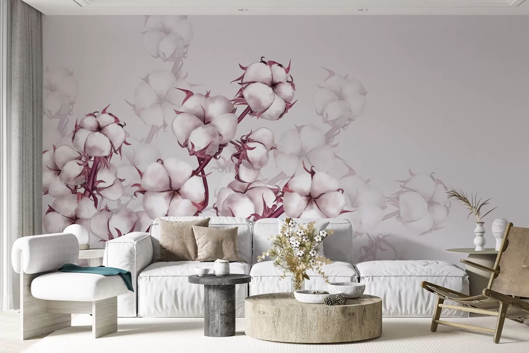 wall murals Памучне гране у ружичастим бојама w02969v1
