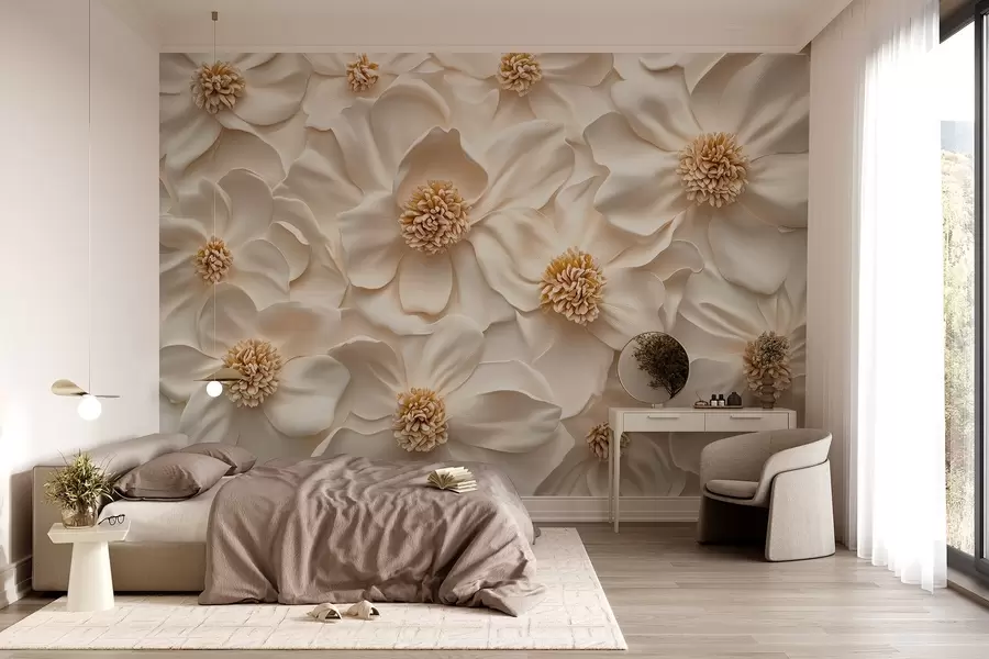 wall murals 3Д беж цветна композиција са жутим акцентима w08691