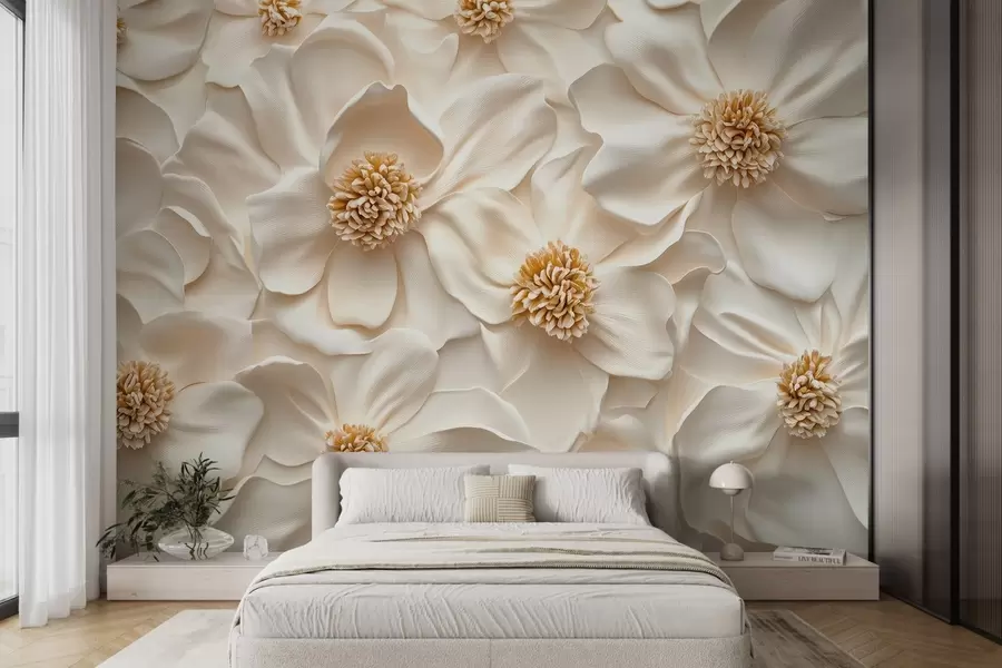 wall murals 3Д беж цветна композиција са жутим акцентима w08691