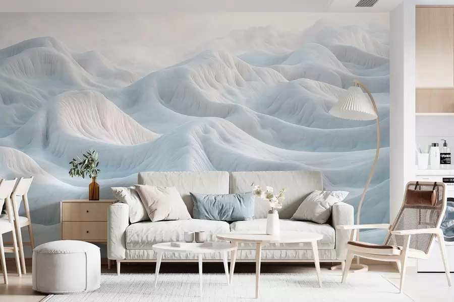 wall murals Плави пејзаж са валовитим брдима и динама w08693
