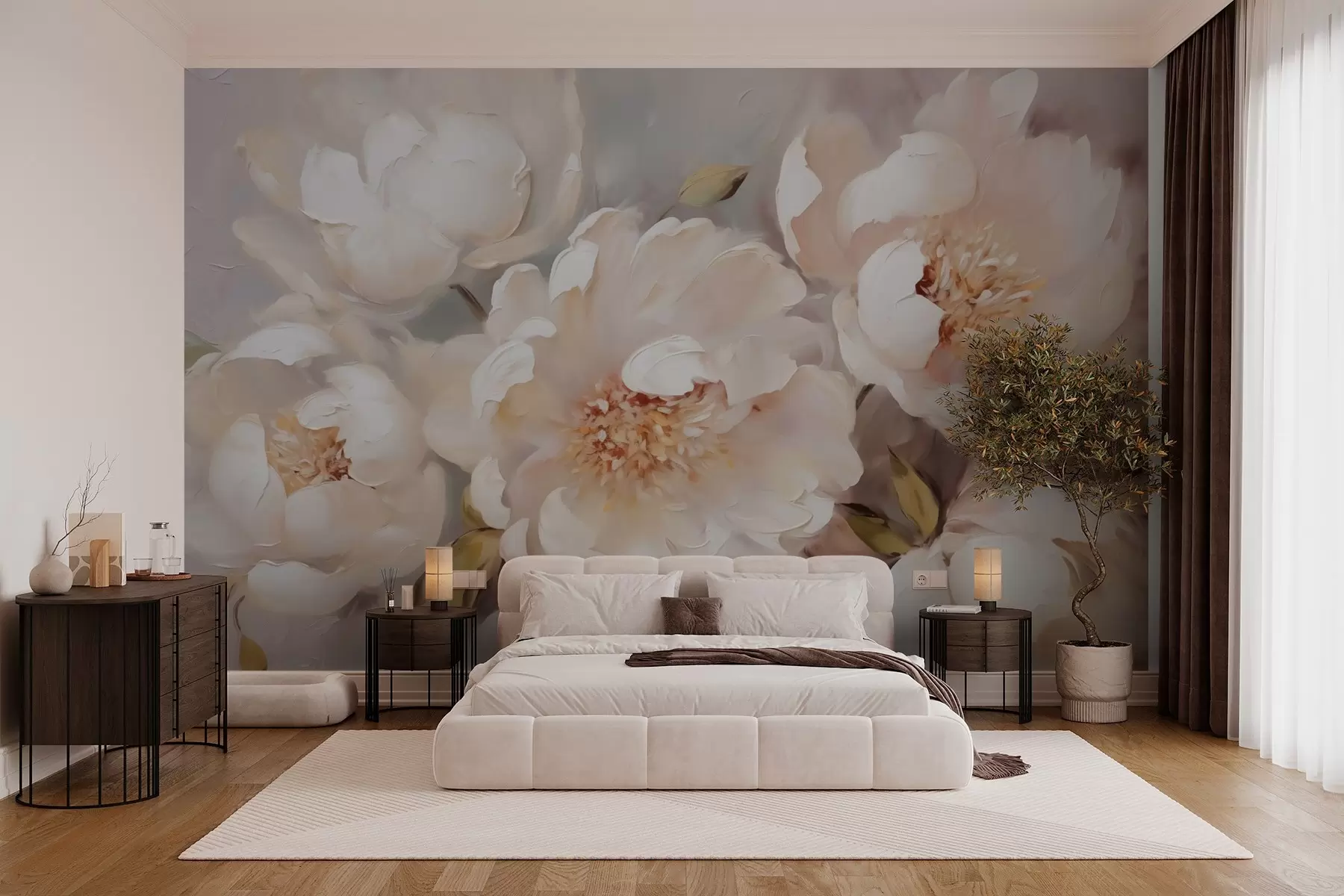 wall murals Божури имитација сликарских потеза w02947