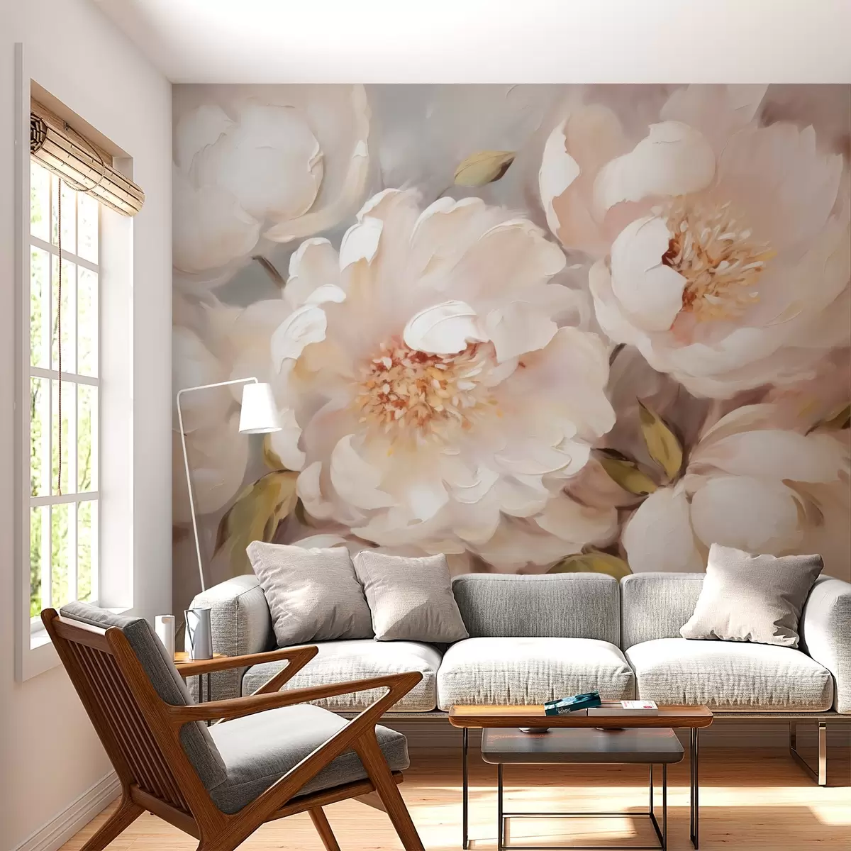 wall murals Божури имитација сликарских потеза w02947