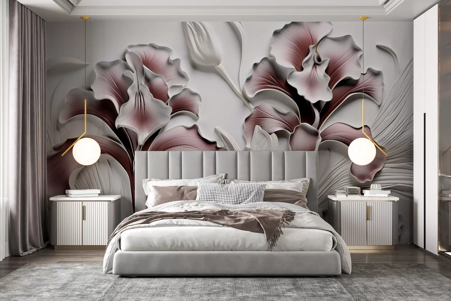 wall murals Волуметријско вајање ириса w02970v1