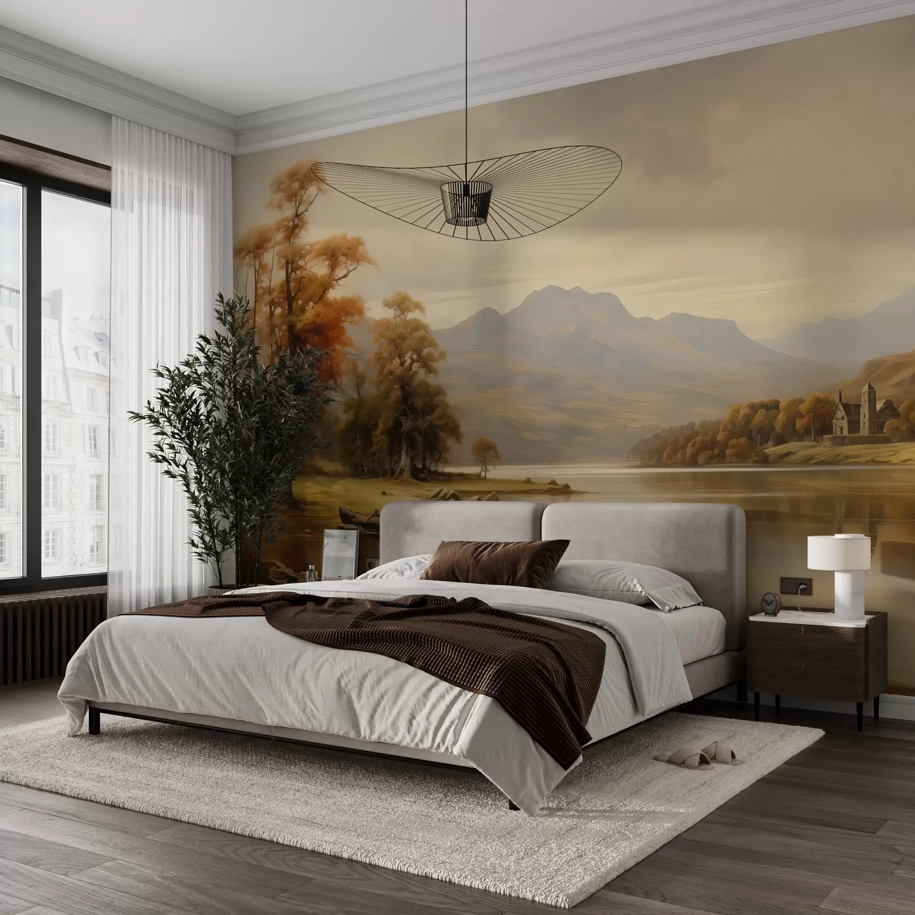 wall murals Акварел пејзаж обојен топлим бојама w02971