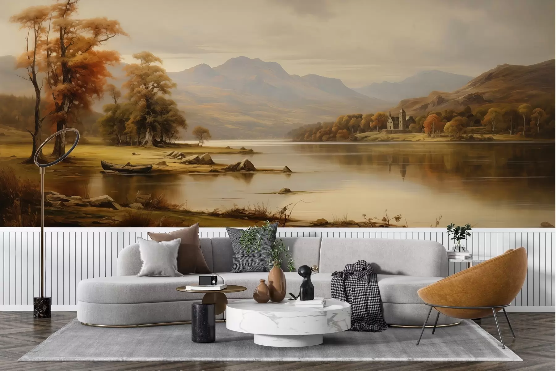 wall murals Акварел пејзаж обојен топлим бојама w02971