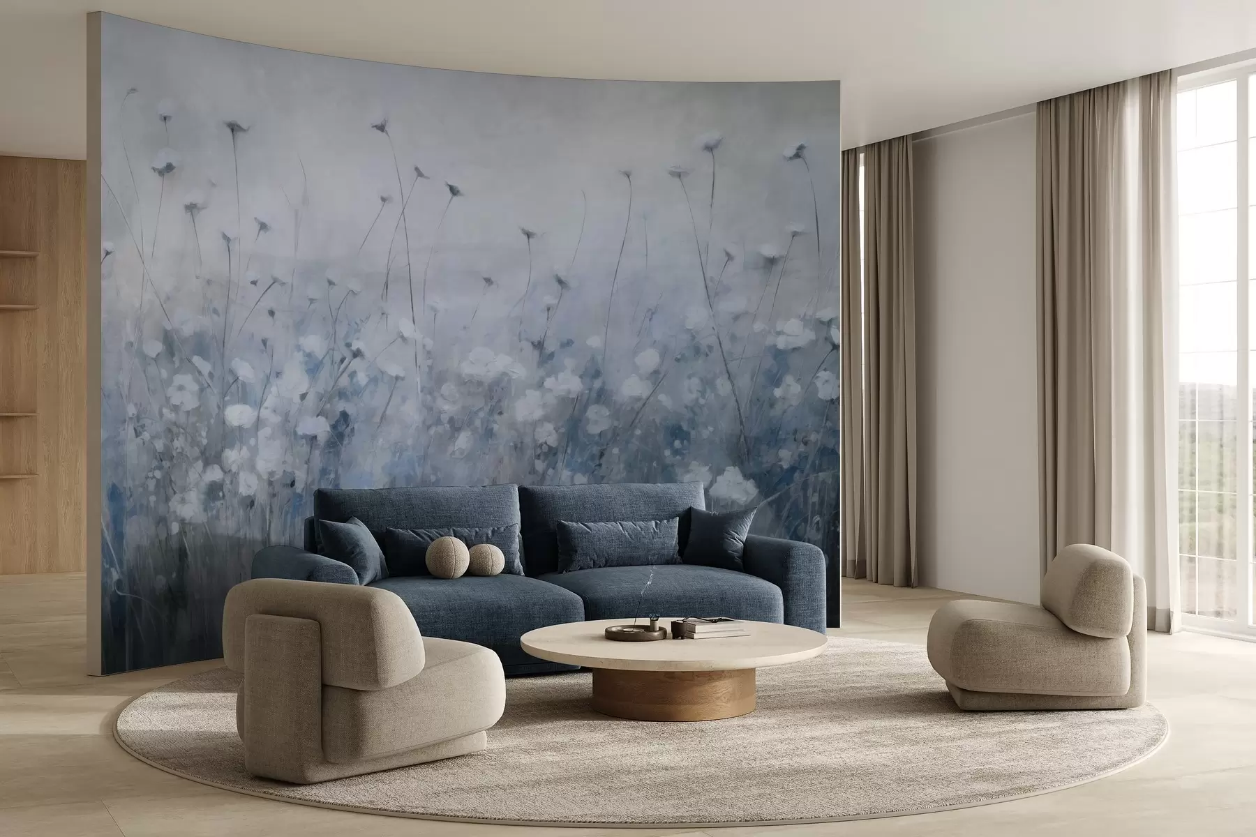 wall murals Бетонски зид у цвећу у грунге стилу w02972v1
